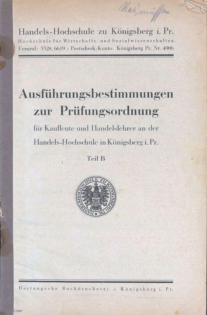Ausführungsbestimmungen zur Prüfungsordnung - Handelshochschule Königsberg